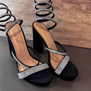 Wild Diva Black Strappy Heels